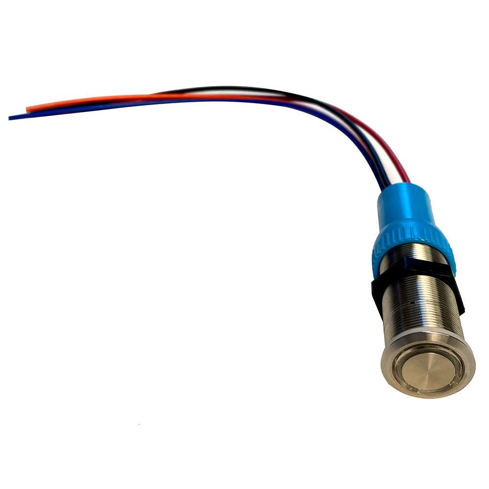 Bluewater 22mm Push Button Switch - Off/On Contact - Blue/Red LED - 4' Lead - Kesper Supply