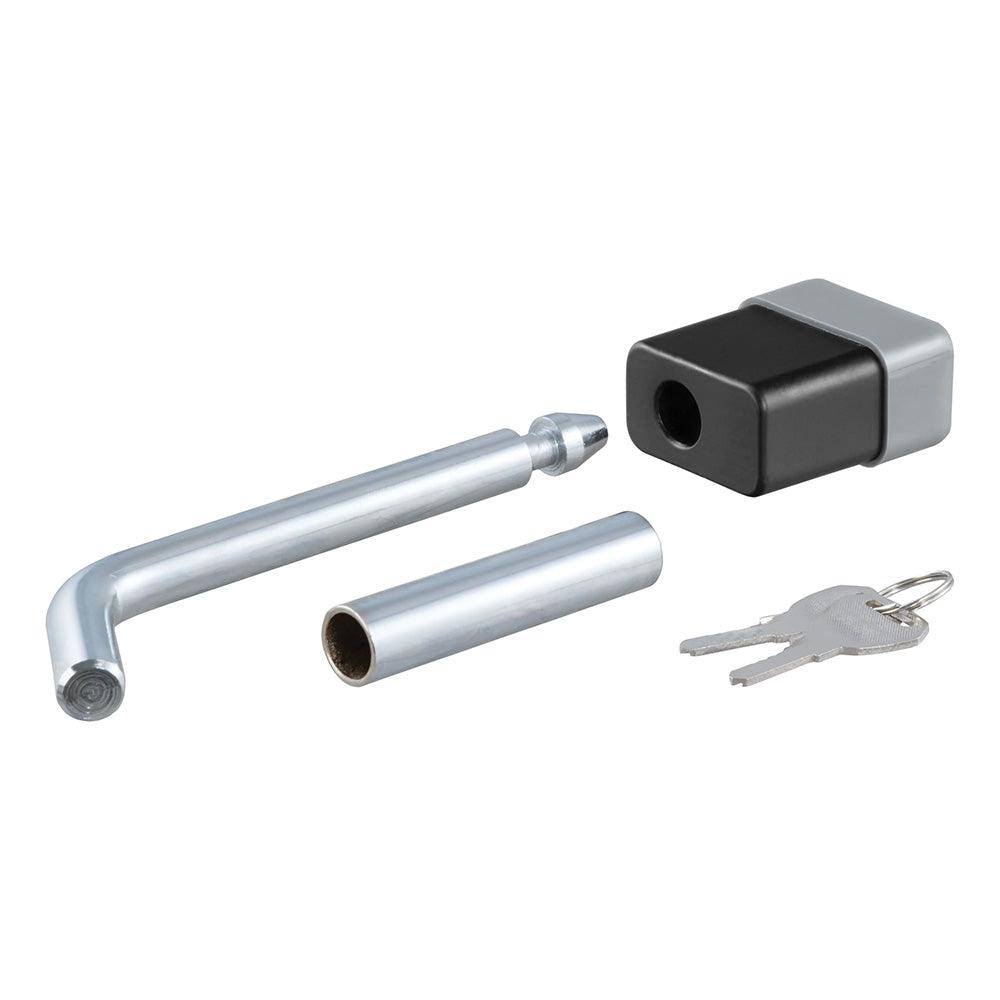 CURT 1/2" Hitch Lock w/5/8" Adapter - 1-1/4" or 2" Receiver - Deadbolt - Chrome - Kesper Supply