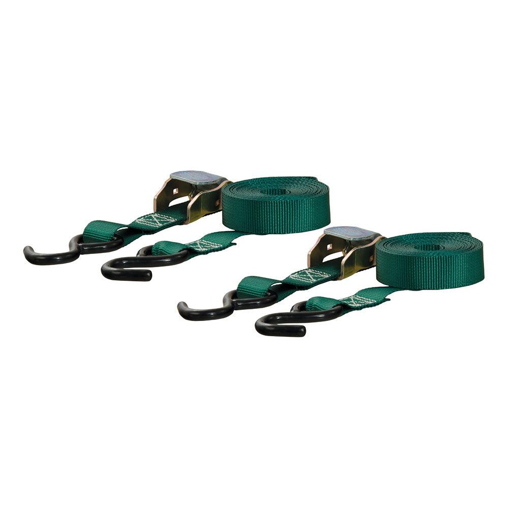 CURT 15&#39; Dark Green Cargo Straps w/"S" Hooks - 300 lbs - 2 Pack - Kesper Supply