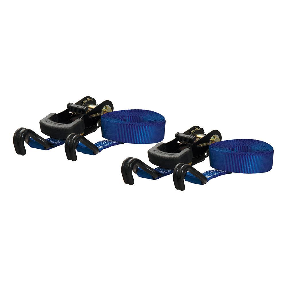 CURT 16&#39; Blue Cargo Straps w/"J" Hooks - 733 lbs - 2 Pack - Kesper Supply