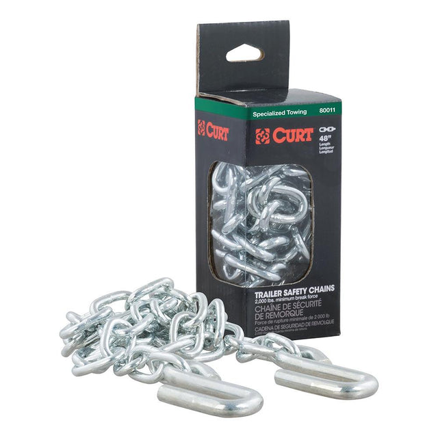 CURT 48" Safety Chain w/2 "S" Hooks - 2,000 lbs - Clear Zinc - Kesper Supply