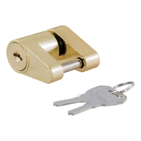 CURT Coupler Lock - 1/4" Pin - 3/4" Latch Span - Padlock - Brass-Plated - Kesper Supply