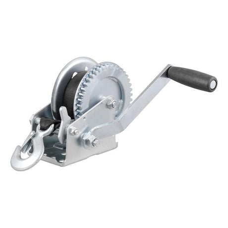 CURT Hand Crank 1400 lb. Winch w/20&#39; Strap &amp; 7-1/2" Handle - Kesper Supply