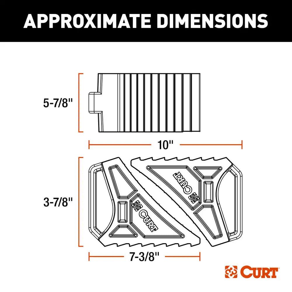 CURT HD Wheels Chocks 2-Pack w/Mounting Bracket - Kesper Supply