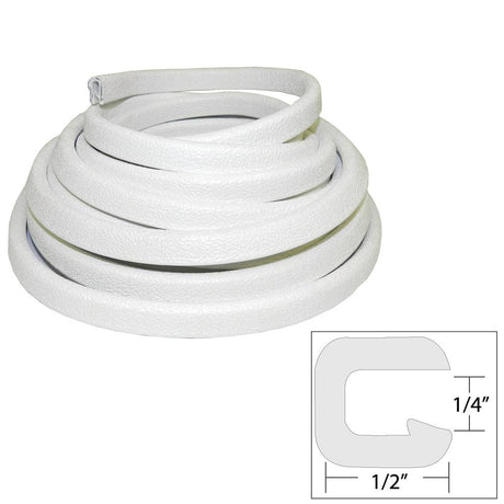 TACO Flexible Vinyl Trim - ¼" Opening x ½"W x 25'L - White - Kesper Supply