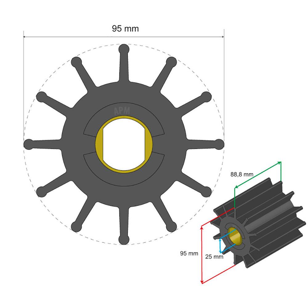 Albin Group Premium Impeller Kit 95 x 25 x 88.8mm - 12 Blade - Double Flat Insert - Kesper Supply