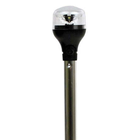 Attwood LightArmor All-Around Light - 12" Aluminum Pole - Black Vertical Composite Base w/Adapter - Kesper Supply