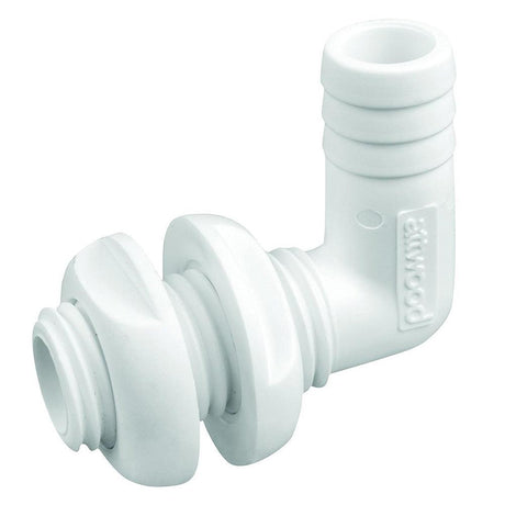 Attwood White Plastic 90 Degree Thru-Hull Connector - 3/4" Inner Diameter - Kesper Supply