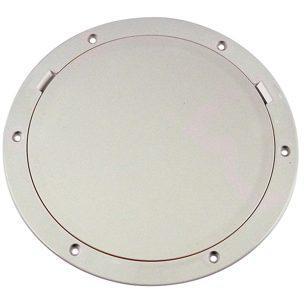 Beckson 8" Smooth Center Pry-Out Deck Plate - White - Kesper Supply