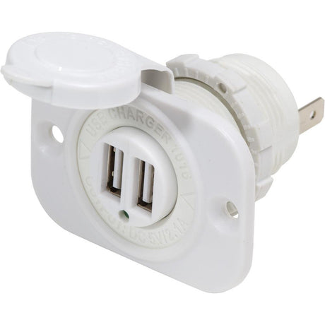 Blue Sea 12V DC Dual USB Charger Socket - White - Kesper Supply