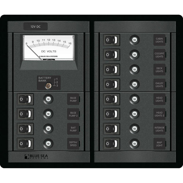 Blue Sea 1464 12 Position Switch CLB + Meter Square - Kesper Supply