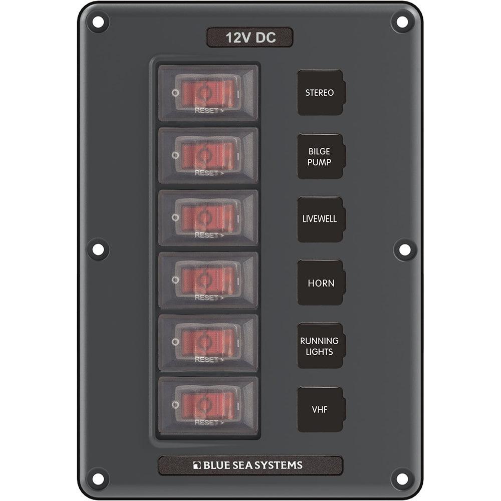 Blue Sea 4322 Circuit Breaker Switch Panel 6 Position - Gray - Kesper Supply