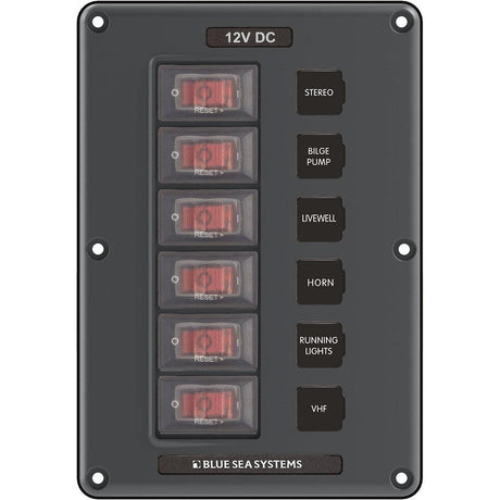 Blue Sea 4322 Circuit Breaker Switch Panel 6 Position - Gray - Kesper Supply