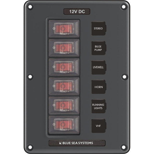 Blue Sea 4322 Circuit Breaker Switch Panel 6 Position - Gray - Kesper Supply