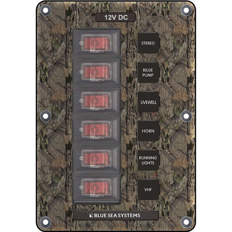 Blue Sea 4325 Circuit Breaker Switch Panel 6 Position - Camo - Kesper Supply