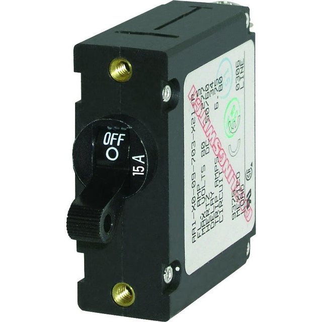 Blue Sea 7208 AC/DC Single Pole Magnetic World Circuit Breaker - 15AMP - Kesper Supply