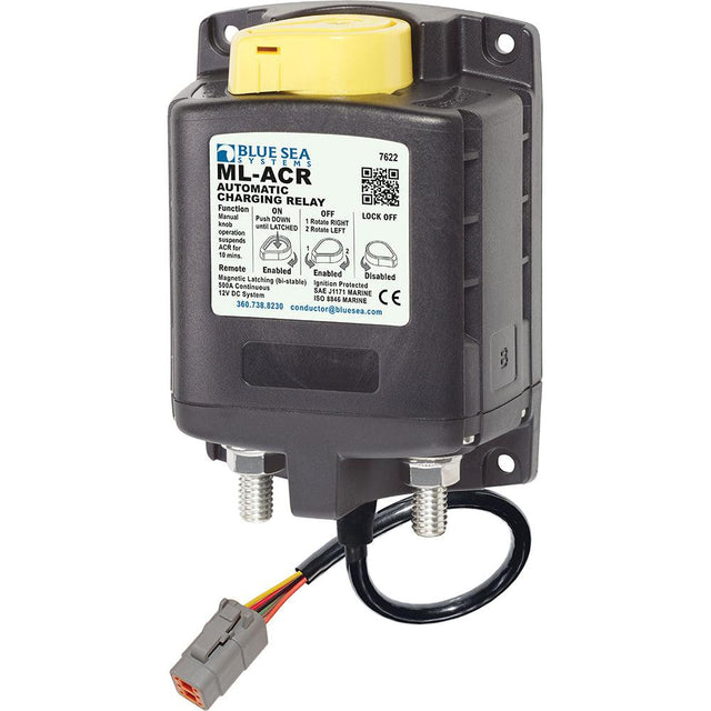 Blue Sea 7622100 ML ACR Charging Relay 12V 500A w/Manual Control & Deutsch Connector - Kesper Supply