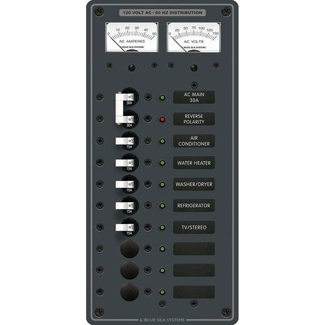 Blue Sea 8074 AC Main +8 Positions Toggle Circuit Breaker Panel - White Switches - Kesper Supply