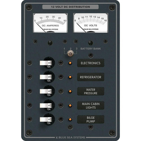 Blue Sea 8081 DC 5 Position Toggle Branch Circuit Breaker Panel - White Switches - Kesper Supply