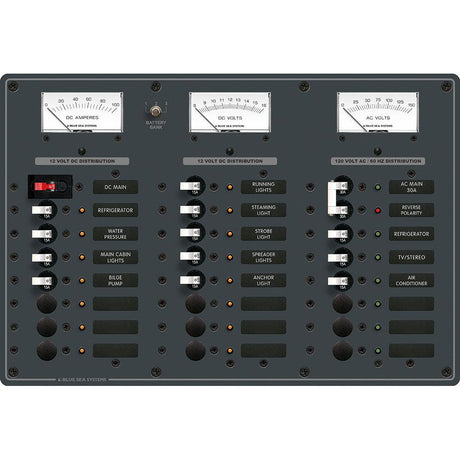 Blue Sea 8084 AC Main +6 Positions/DC Main +15 Positions Toggle Circuit Breaker Panel - White Switches - Kesper Supply