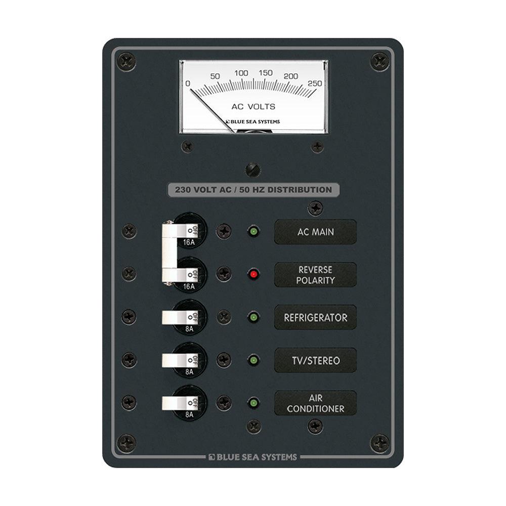 Blue Sea 8143 AC Main + Branch A-Series Toggle Circuit Breaker Panel (230V) - Main + 3 Position - Kesper Supply