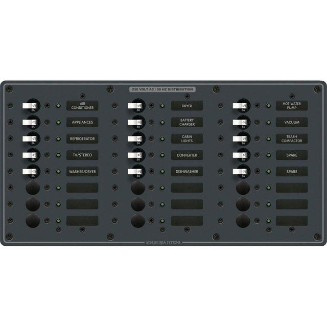 Blue Sea 8165 AV 24 Position 230v (European) Breaker Panel - White Switches - Kesper Supply