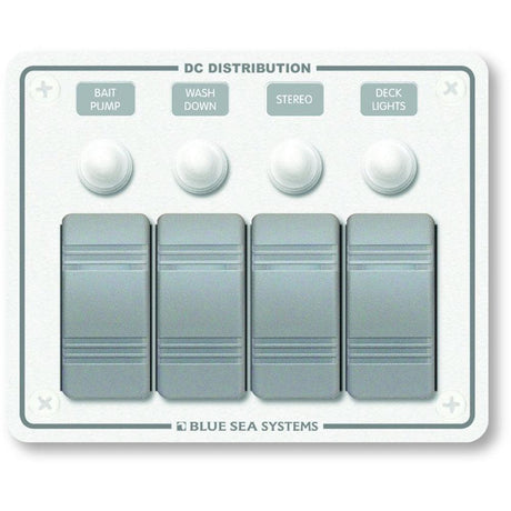 Blue Sea 8272 Water Resistant Panel - 4 Position - White - Horizontal Mount - Kesper Supply