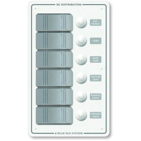 Blue Sea 8273 Water Resistant Panel - 6 Position - White - Vertical - Kesper Supply