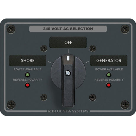 Blue Sea 8363 AC Rotary Switch Panel 65 Ampere 2 Positions + OFF, 3 Pole - Kesper Supply