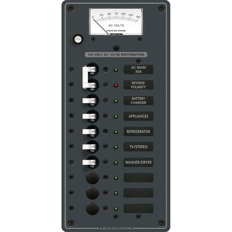 Blue Sea 8488 Breaker Panel - AC Main + 8 Positions - White - Kesper Supply