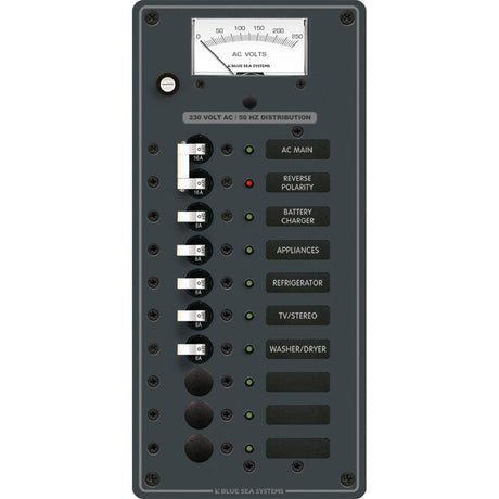 Blue Sea 8588 Breaker Panel - AC Main + 8 Positions (European) - White - Kesper Supply