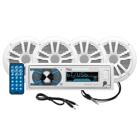 Boss Audio MCK632WB.64 Marine Stereo & 2 Pairs of 6.5" Speaker Kit - White - Kesper Supply