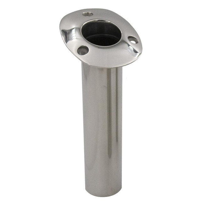 C.E. Smith 70 Series Standard Flush Mount Rod Holder - 15 Degree - Stainless Steel - Gimbal Bar Bottom - Black Liner - Kesper Supply