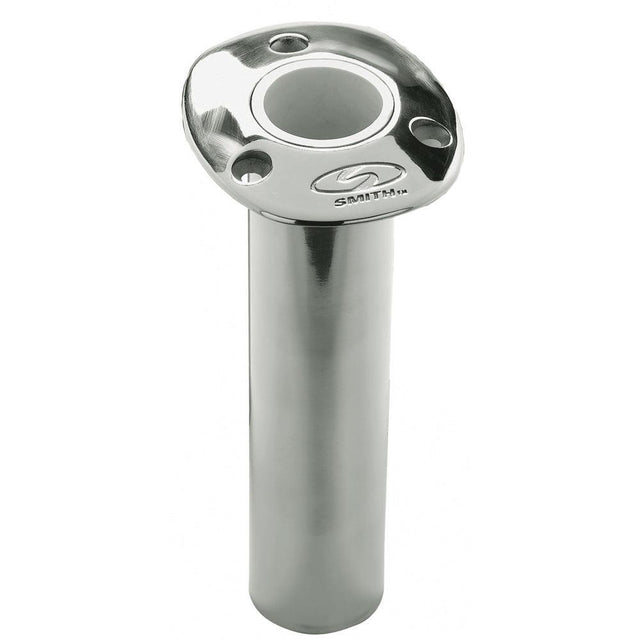 C.E. Smith Flush Mount Rod Holder - 0 Degree & 9" Depth - Stainless Steel - Cast Bottom - White Vinyl Liner - Kesper Supply