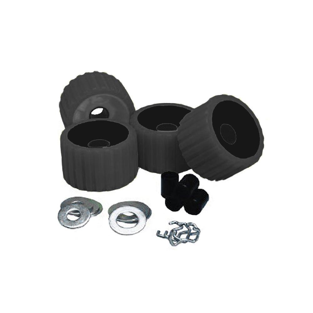 C.E. Smith Ribbed Roller Replacement Kit - 4 Pack - Black - Kesper Supply