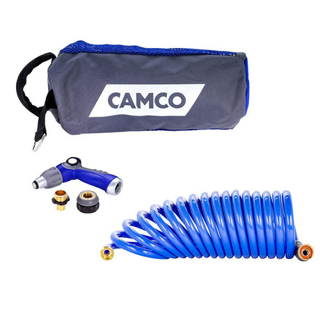 Camco 20' Coiled Hose & Spray Nozzle Kit - Kesper Supply
