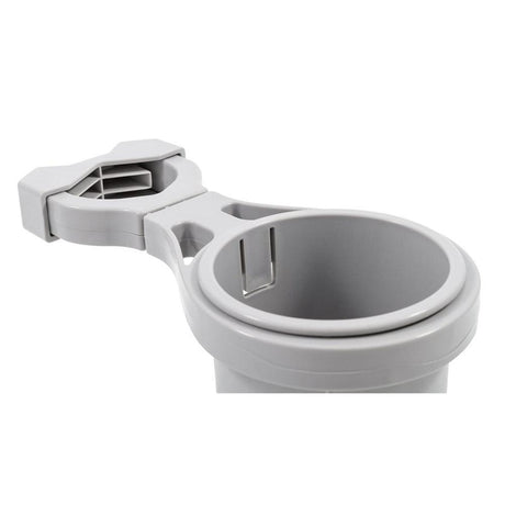 Camco Clamp-On Rail Mounted Cup Holder - Large for Up to 2" Rail - Grey - Kesper Supply