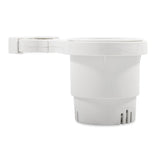 Camco Clamp-On Rail Mounted Cup Holder - Small for Up to 1-1/4" Rail - White - Kesper Supply