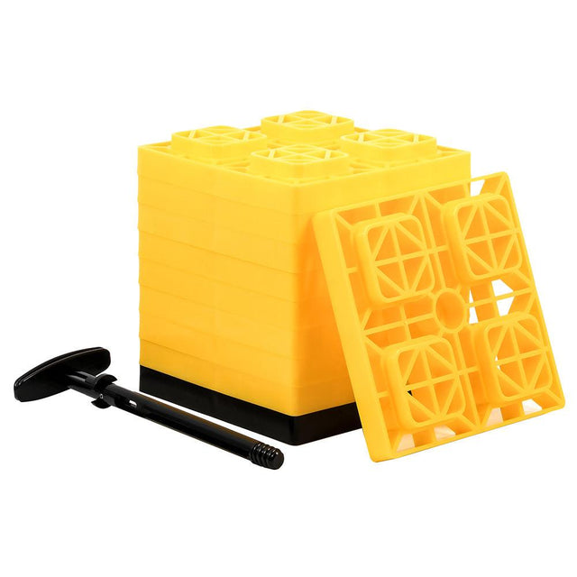 Camco FasTen Leveling Blocks w/T-Handle - 2x2 - Yellow *10-Pack - Kesper Supply