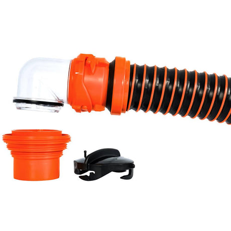 Camco RhinoEXTREME 15' Sewer Hose Kit w/Swivel Fitting 4 In 1 Elbow Caps - Kesper Supply
