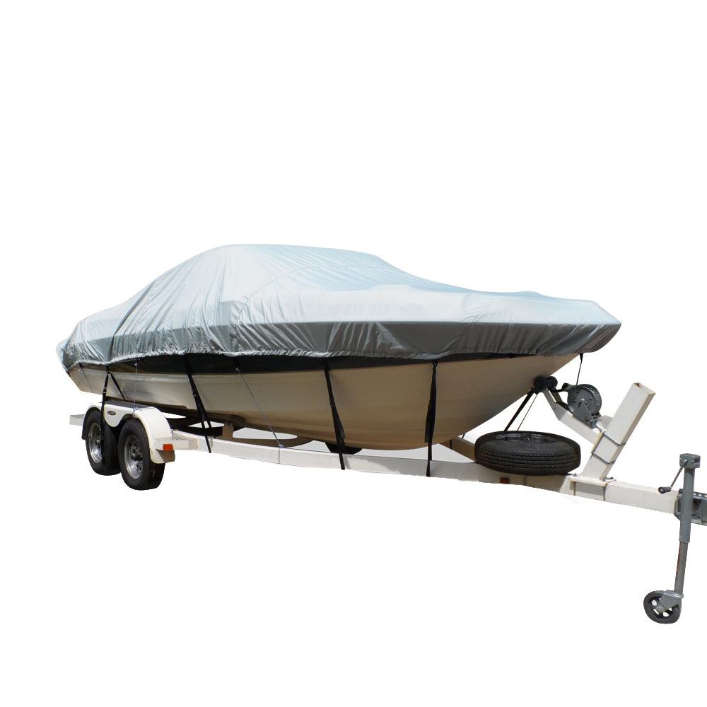 Carver Flex-Fit PRO Polyester Size 12 Boat Cover f/V-Hull Center Console Fishing Boats - Grey - Kesper Supply