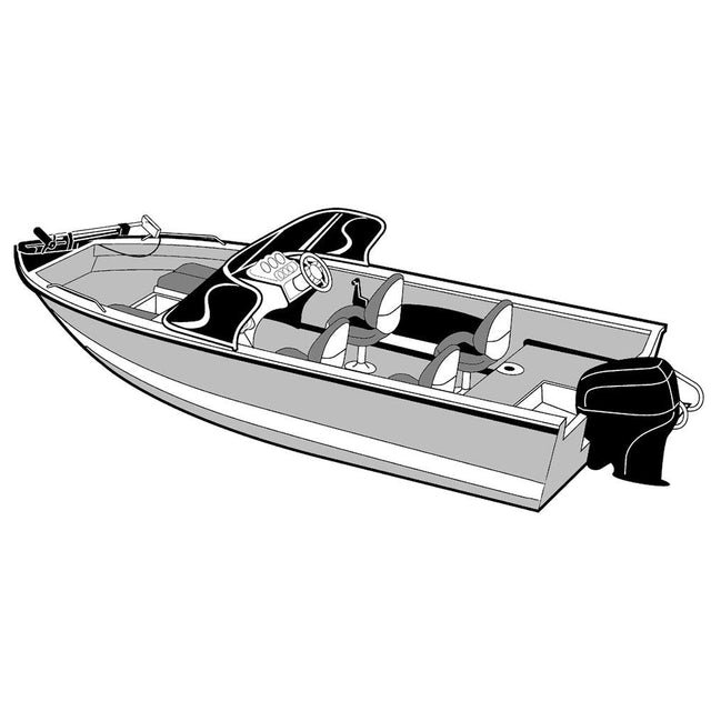 Carver Performance Poly-Guard Wide Series Styled-to-Fit Boat Cover f/16.5' Aluminum V-Hull Boats w/Walk-Thru Windshield - Grey - Kesper Supply