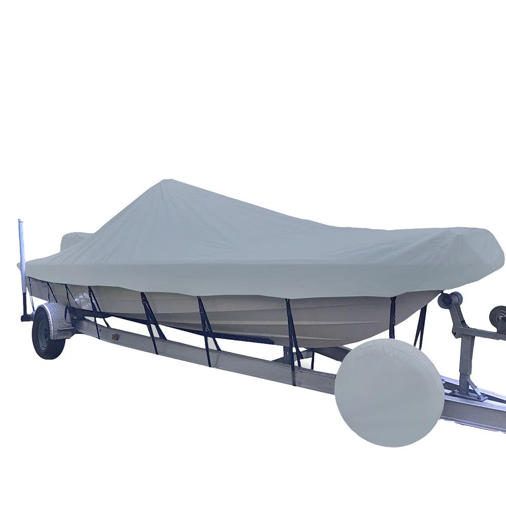 Carver Poly-Flex II Styled-to-Fit Boat Cover f/16.5' V-Hull Center Console Shallow Draft Boats - Grey - Kesper Supply