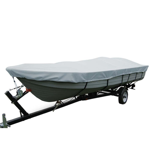 Carver Poly-Flex II Wide Series Styled-to-Fit Boat Cover f/12.5' V-Hull Fishing Boats Without Motor - Grey - Kesper Supply