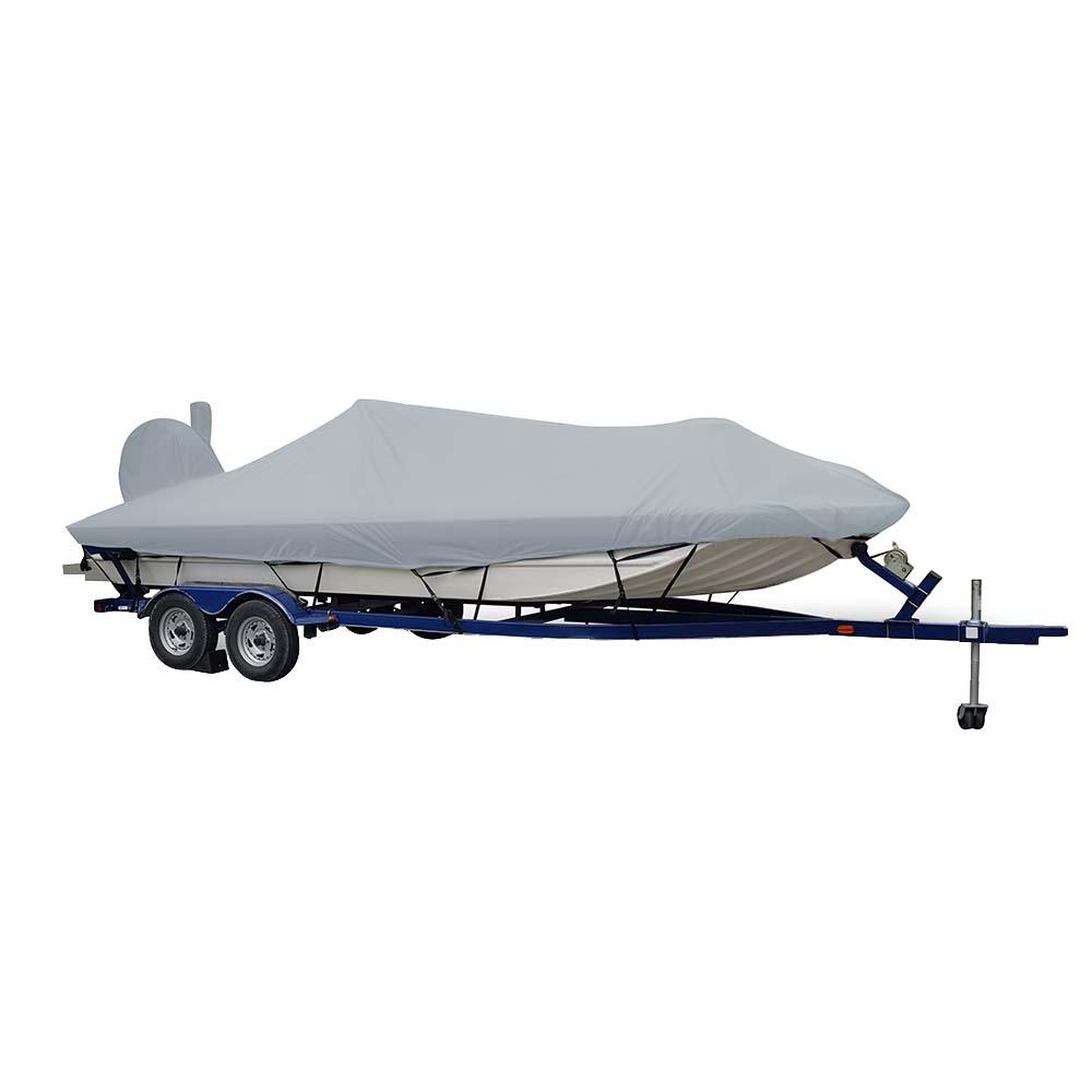 Carver Sun-DURA Extra Wide Series Styled-to-Fit Boat Cover f/18.5' Aluminum Modified V Jon Boats - Grey - Kesper Supply