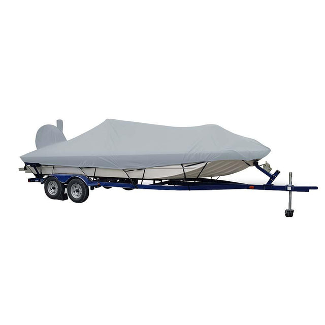 Carver Sun-DURA Extra Wide Series Styled-to-Fit Boat Cover f/21.5' Aluminum Modified V Jon Boats - Grey - Kesper Supply