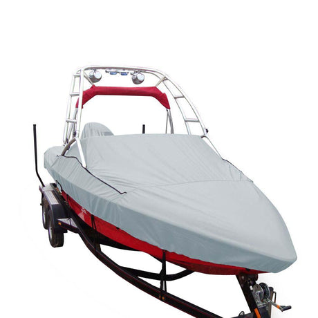 Carver Sun-DURA Specialty Boat Cover f/18.5' Sterndrive V-Hull Runabouts w/Tower - Grey - Kesper Supply