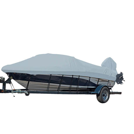 Carver Sun-DURA Styled-to-Fit Boat Cover f/15.5' V-Hull Runabout Boats w/Windshield & Hand/Bow Rails - Grey - Kesper Supply