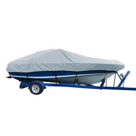 Carver Sun-DURA Styled-to-Fit Boat Cover f/18.5' V-Hull Low Profile Cuddy Cabin Boats w/Windshield & Rails - Grey - Kesper Supply