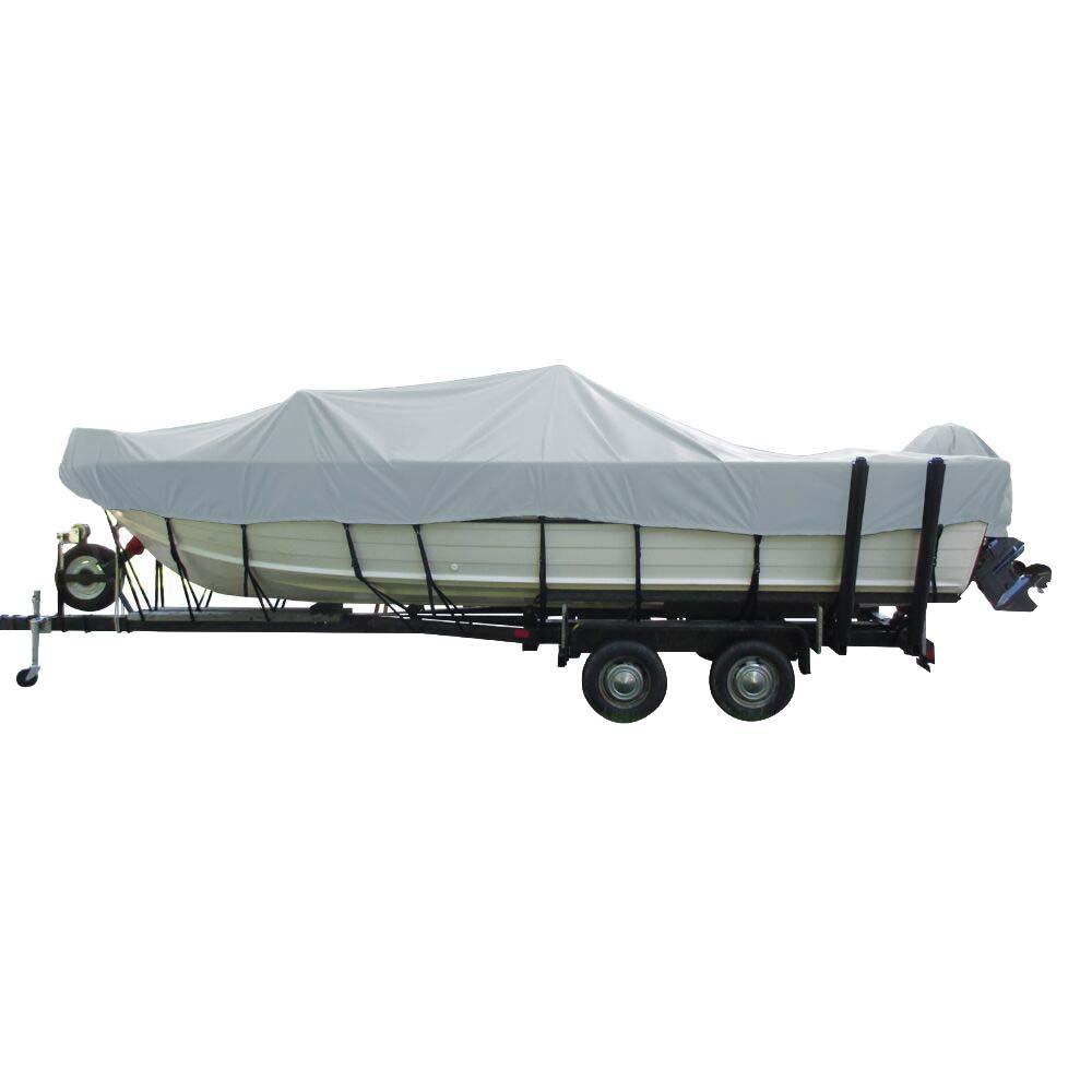 Carver Sun-DURA Wide Series Styled-to-Fit Boat Cover f/19.5' Aluminum V-Hull Boats with Walk-Thru Windshield - Grey - Kesper Supply